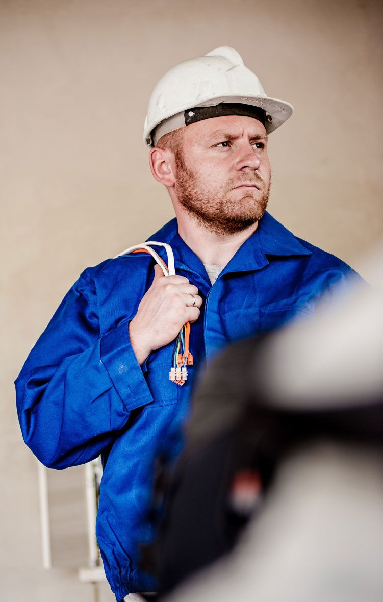 Electrician with Cables over Shoulder 2